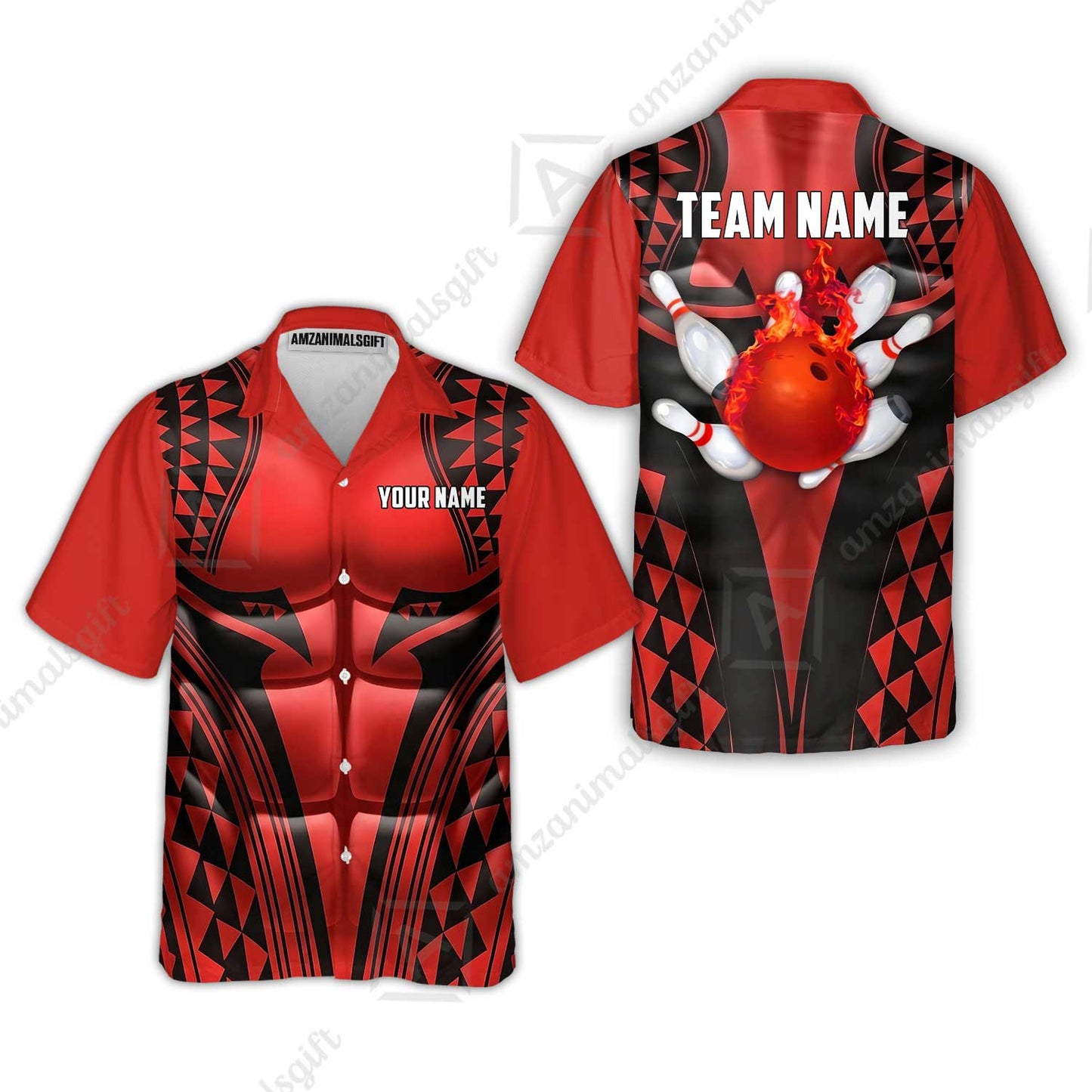 Custom Bowling Jersey Polo Shirt, Polynesian Strike, Custom Bowling Jersey Team Shirt For Players With Name & Team Name