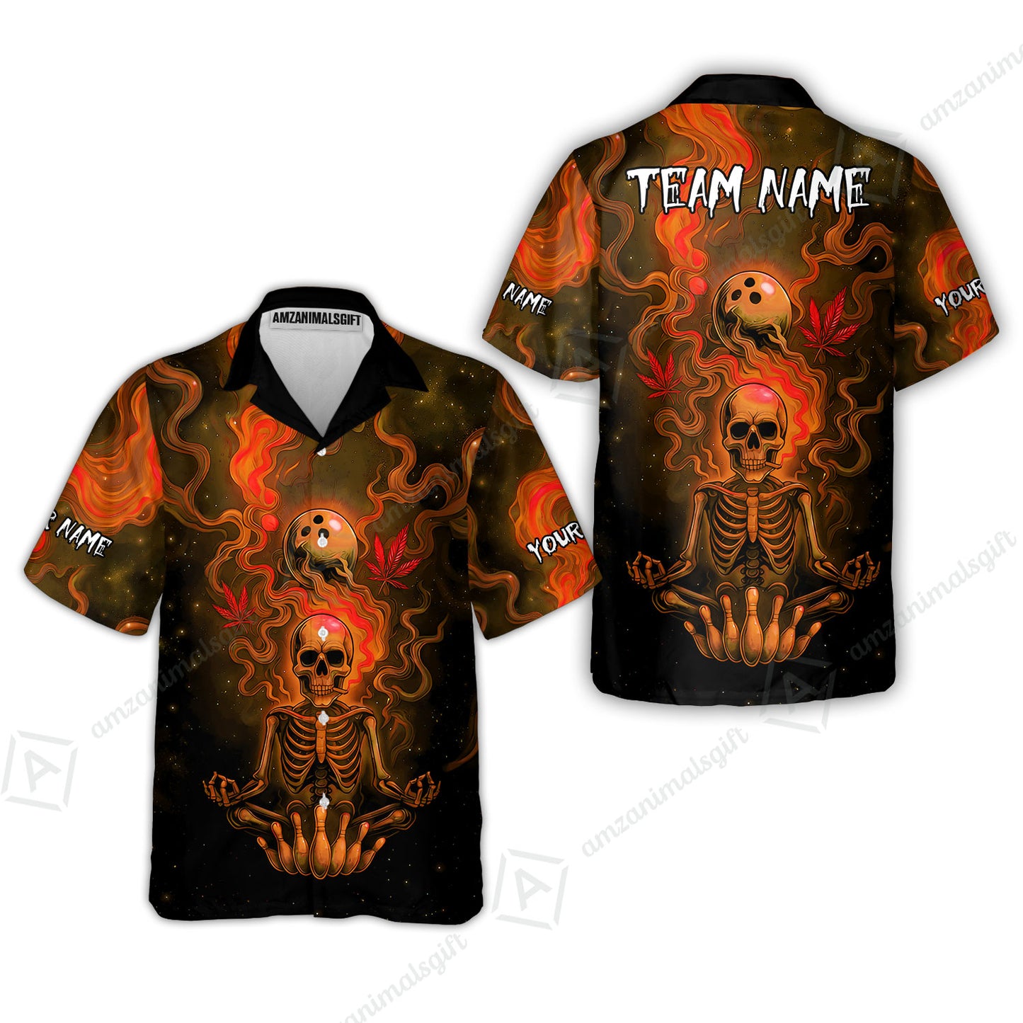 Custom Bowling Team Unisex Polo Shirt, Neon Skull CNB Bowling Custom Shirt Featuring Personalized Name and Team Name
