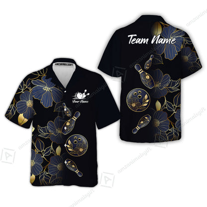 Custom Bowling Jersey Polo Shirt, Flower Bowling Pattern Gradient Gold, Custom Bowling Jersey Team Shirt For Players With Name and Team Name