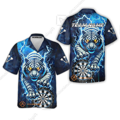 Custom Darts Team Jersey, Thunder Lightning Tiger Darts Jersey Polo Quarter-Zip Shirts, Custom Name And Team Name Darts Uniforms Jersey