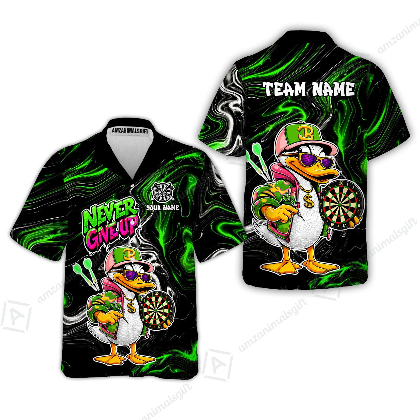 Customized Darts Team Jersey, Duck Never Give Up, Personalized Darts Name And Team Name