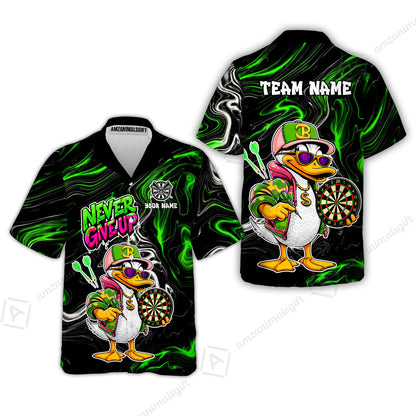 Customized Darts Team Jersey, Duck Never Give Up, Personalized Darts Name And Team Name