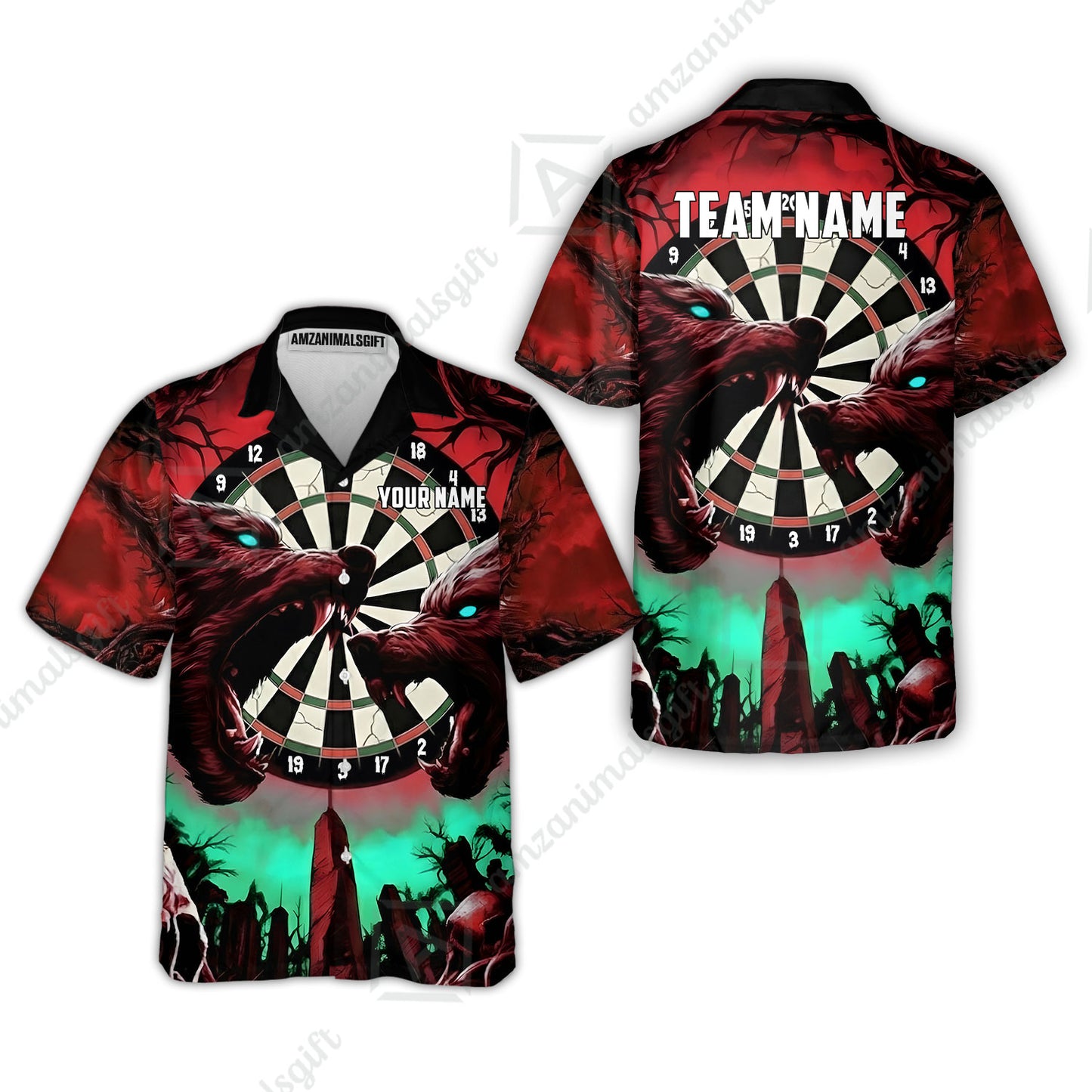 Custom Darts Team Jersey, Personalized Black Forest Wolves Dart Polo Shirt For Players With Name & Team Name