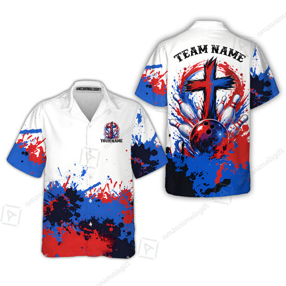 Custom Bowling Jersey Polo Shirt, Splash Pain Bowling Cross Colorful, Custom Bowling Jersey Team Shirt For Players With Name & Team Name