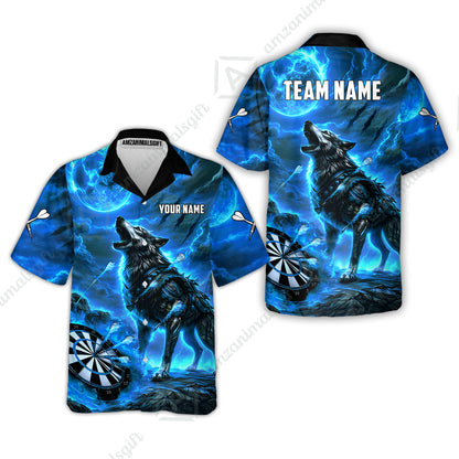Custom Darts Team Jersey, Personalized Flaming Wolf Jersey Shirt For Players With Name & Team Name