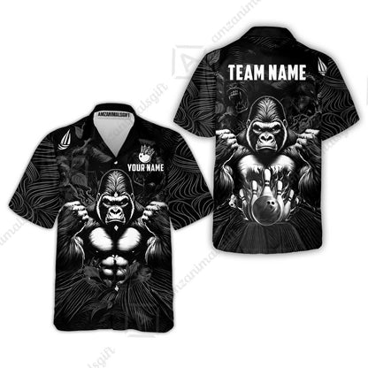 Custom Bowling Jersey Polo Shirt, Furious Gorilla Mascot, Custom Bowling Jersey Team Shirt For Players With Name & Team Name