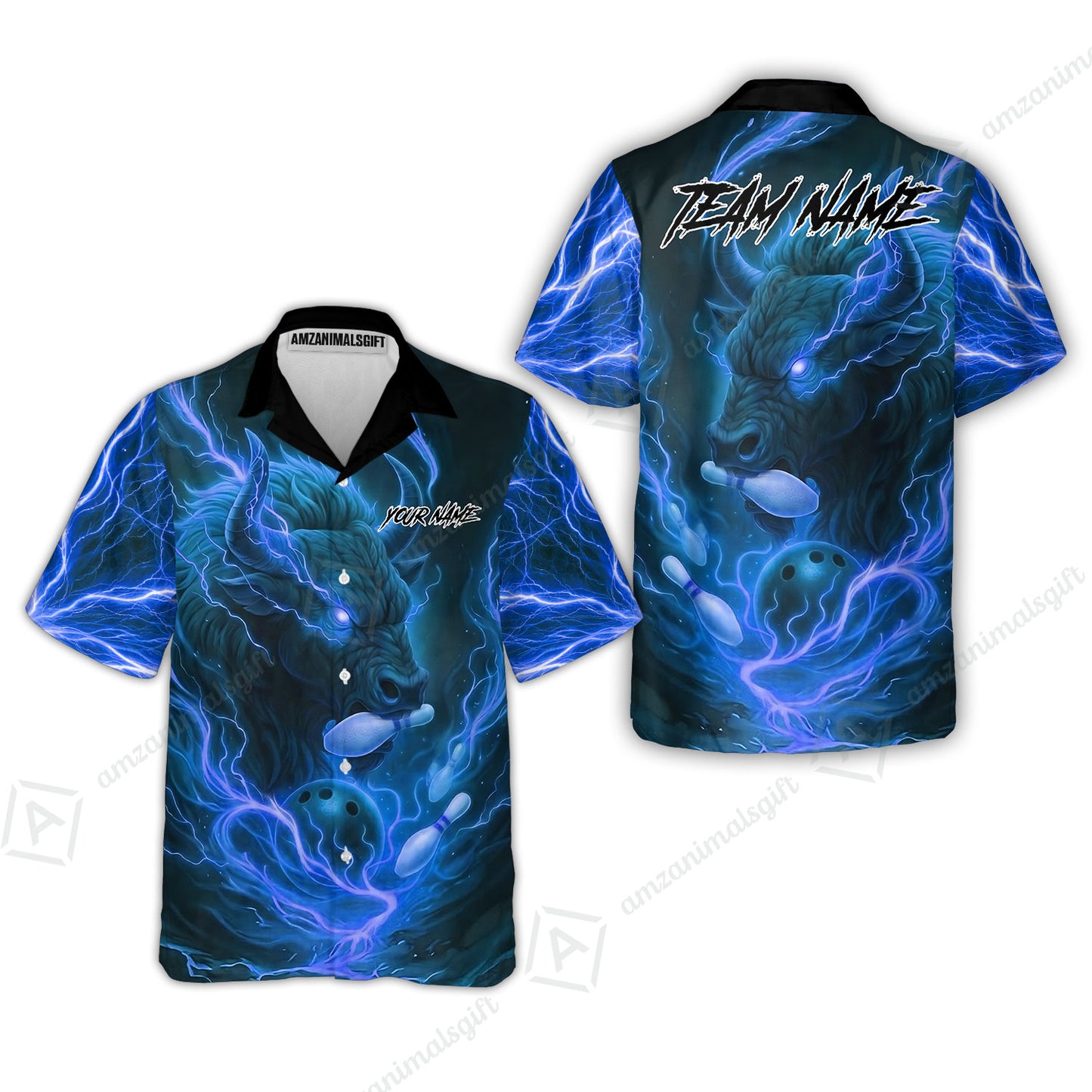 Custom Bowling Jersey Polo Shirt, Charging Bull Bowling Custom Bowling Jersey Team Shirt For Players With Name & Team Name