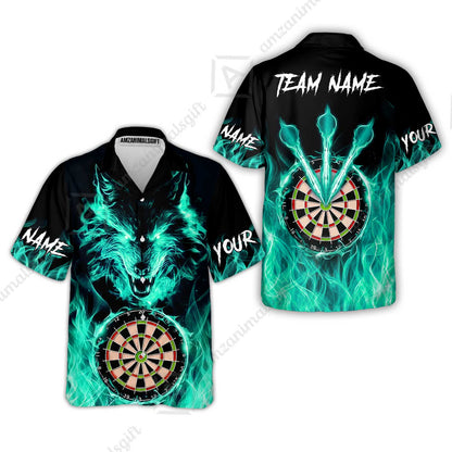 Custom Darts Jersey Polo Shirt, Dartboard Fierce Wolf Design, Uniform Dart - Personalized Name And Team Name