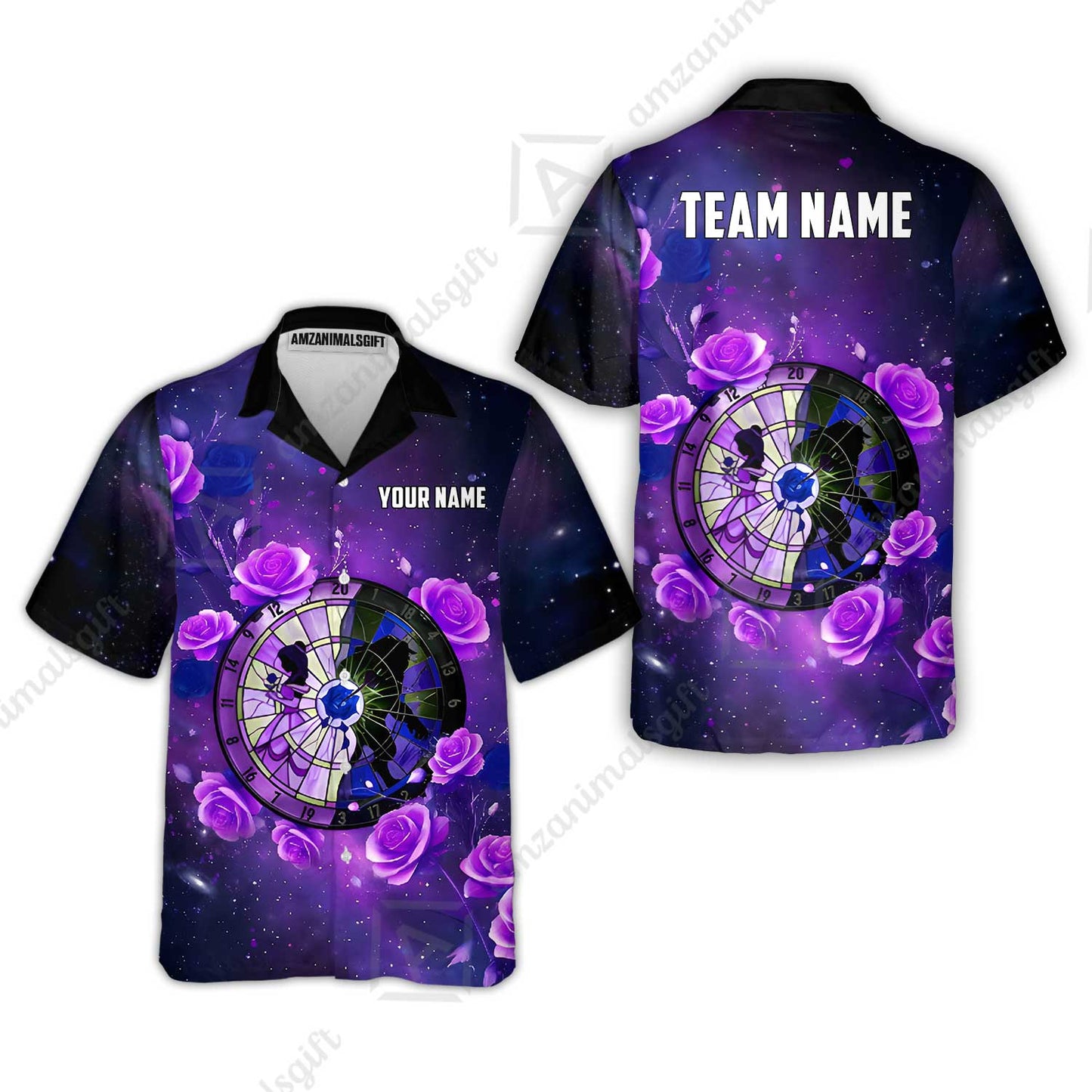 Custom Darts Team Jersey, Personalized Galaxy Flowers Darts Polo Shirt For Players With Name & Team Name