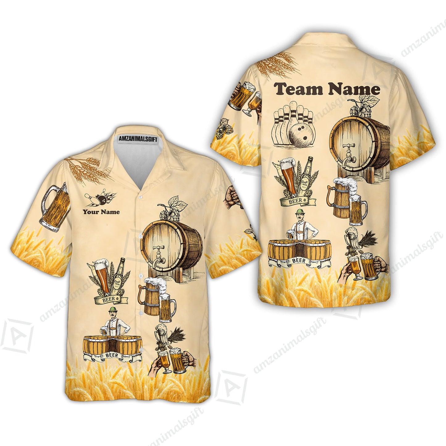 Custom Bowling Jersey Polo, Beer 3 Scale, Custom Bowling Jersey Team Shirt For Players With Name & Team Name
