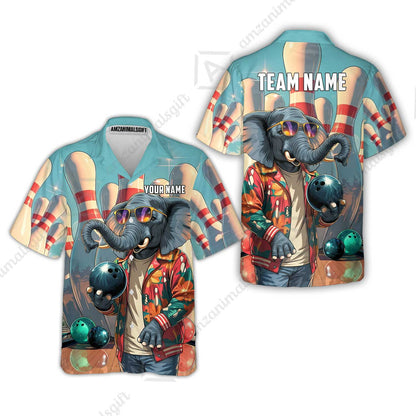 Custom Bowling Jersey Polo Shirt, Cool Elephant Bowling, Custom Bowling Jersey Team Shirt For Players With Name and Team Name