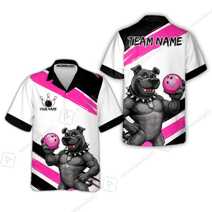 Custom Bowling Jersey Polo Shirt, Badass Dog Bowling Custom Bowling Jersey Team Shirt For Players With Name & Team Name