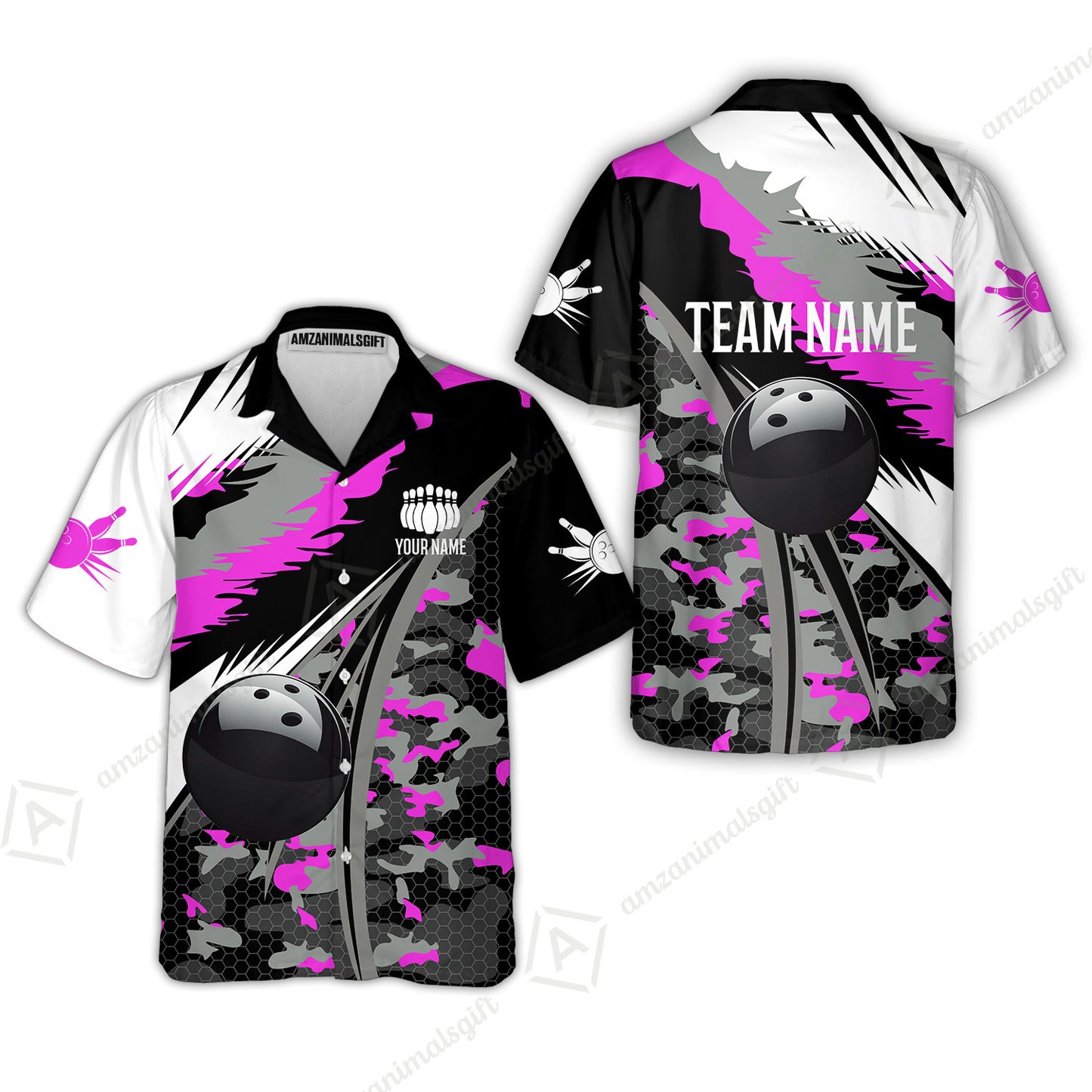 Custom Bowling Team Jersey, Personalized Long Sleeve Jersey Shirt Camo Bowling Shirt with Name & Team Name