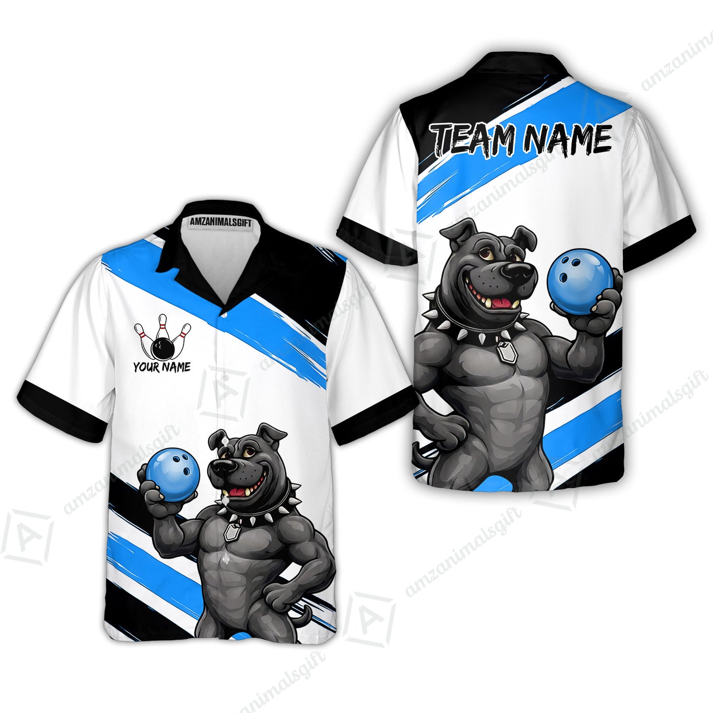Custom Bowling Jersey Polo Shirt, Badass Dog Bowling Custom Bowling Jersey Team Shirt For Players With Name & Team Name
