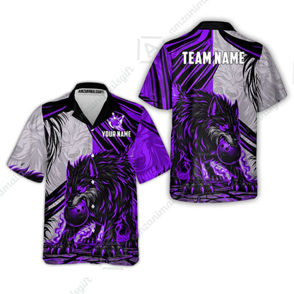 Custom Bowling Jersey Polo Shirt, Lone Wolf Strike & Emerald Frost, Custom Bowling Jersey Team Shirt For Players With Name & Team Name