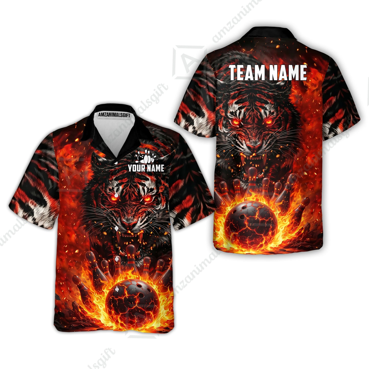 Custom Bowling Jersey Polo Shirt, Cursed Phantom Tiger, Custom Bowling Jersey Team Shirt For Players With Name & Team Name