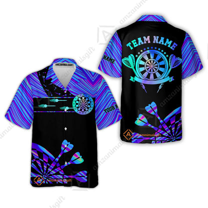 Customized Darts Polo Shirt, Neon Dartboard Darts Team Style Stand Collar Quater-Zip, Perfect Outfit Jersey for Darts Players