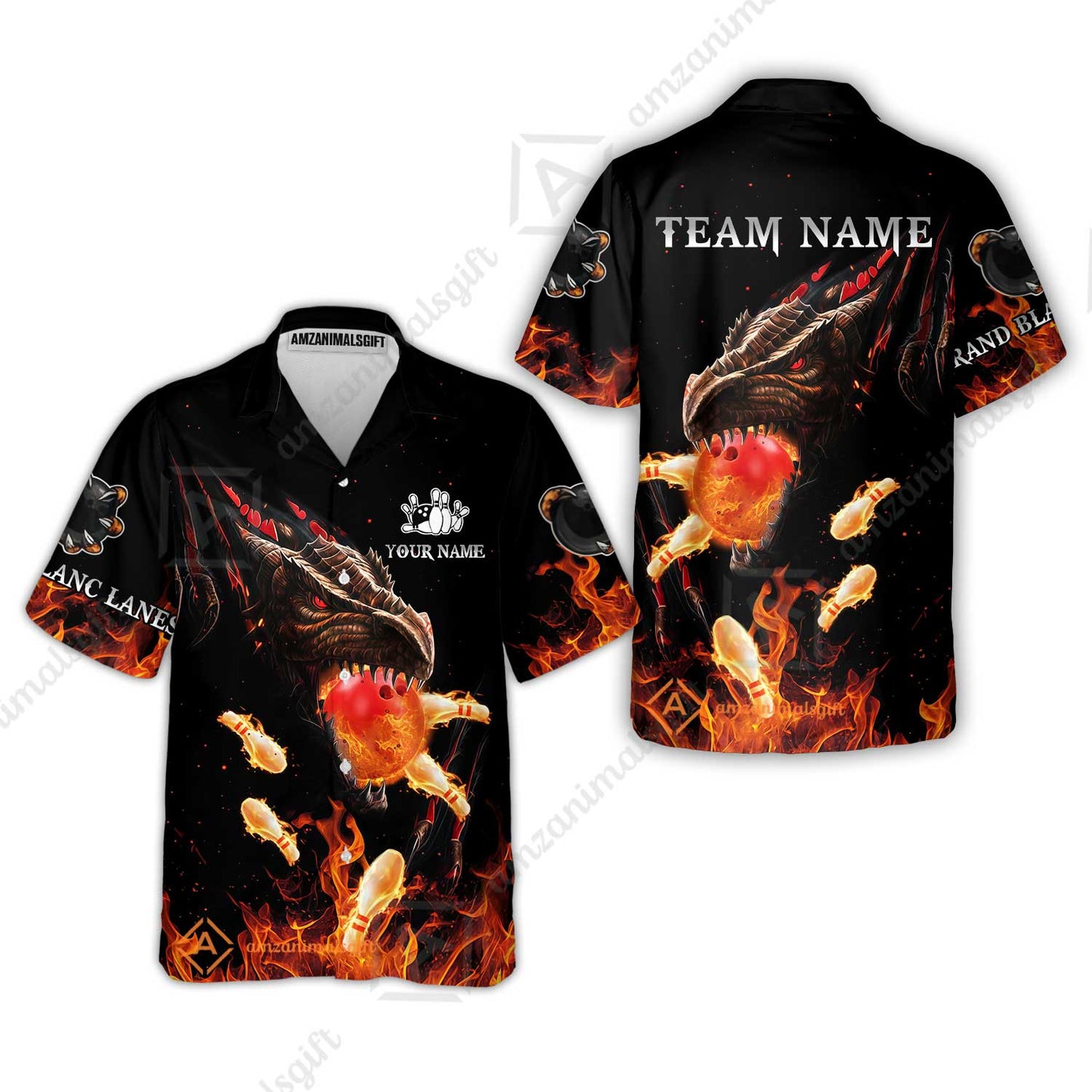 Customized Bowling Polo, Dragon Ball Fire Bowling Jersey Multicolor Option Customized Name, Team Name Polo Jerseys Shirt For Mike