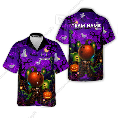 Custom Bowling Jersey Polo Shirt, Halloween Spooky Strike, Custom Bowling Jersey Team Shirt For Players With Name & Team Name