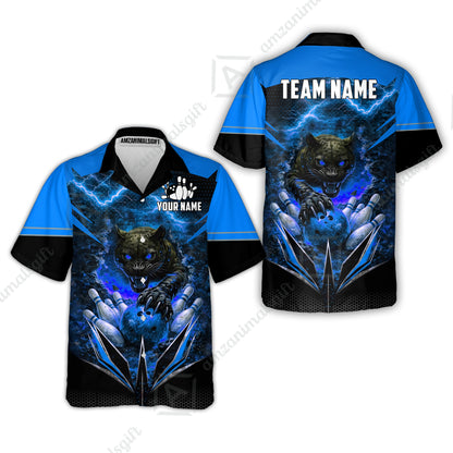 Custom Bowling Jersey Polo Shirt, Electric Panther Bowling, Personalized Name & Team Name