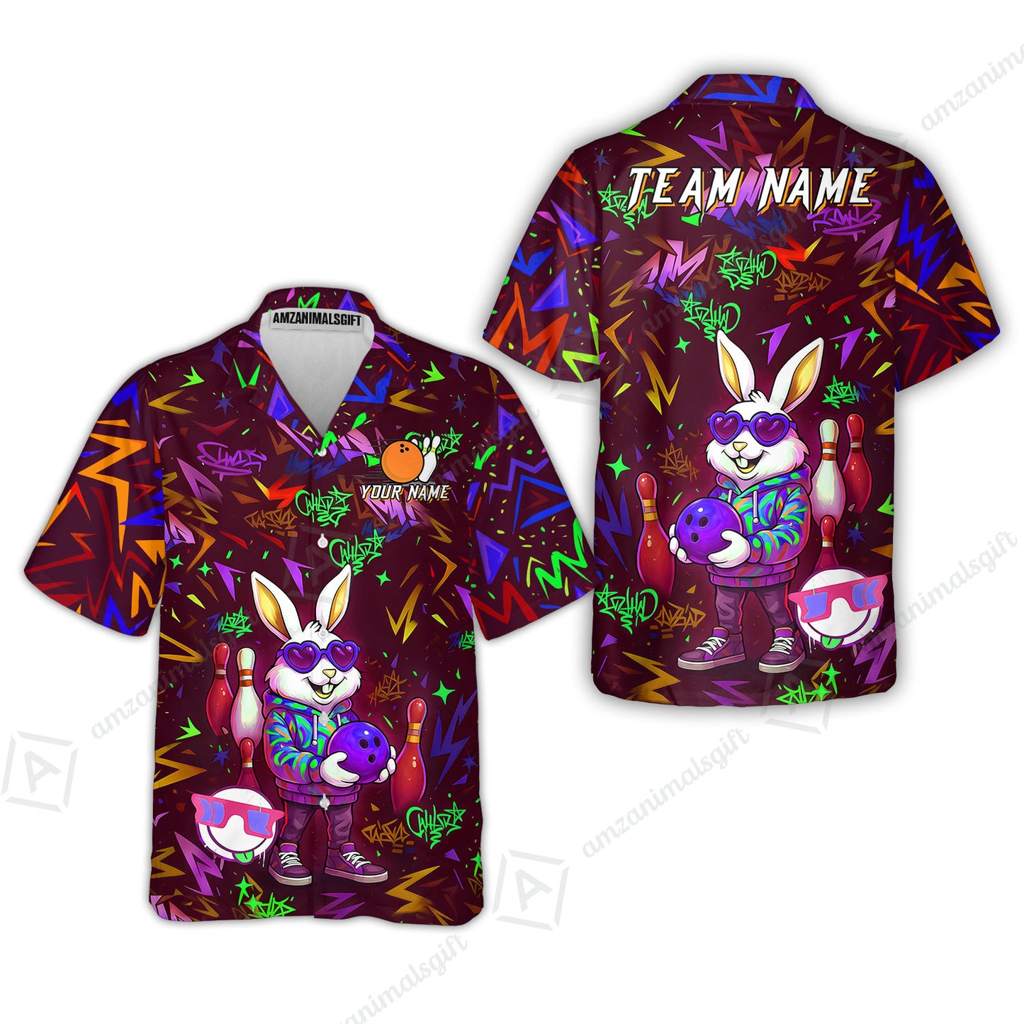Custom Hip Hop Rabbit Bowling Jersey Polo Shirt, Custom Hip Hop Rabbit Bowling Jersey Team Shirt For Players With Name & Team Name
