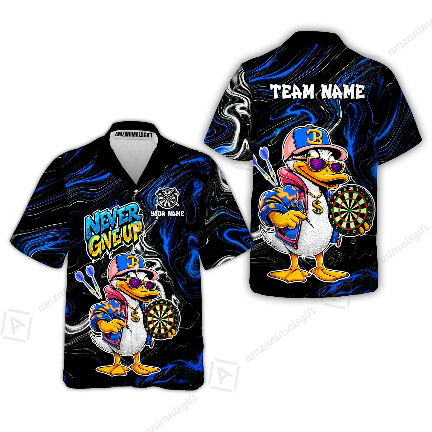 Customized Darts Team Jersey, Duck Never Give Up, Personalized Darts Name And Team Name