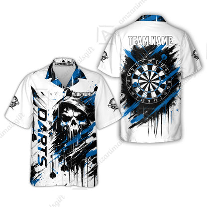 Custom Darts Jersey Polo Shirt, Grim Reaper Sketch Splatter, Custom Dart Jersey Team Shirt For Players With Name & Team Name