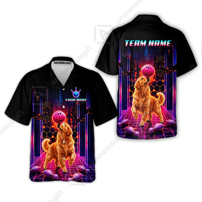 Custom Bowling Jersey Polo Shirt, Cyber Bowling Dog, Custom Bowling Jersey Team Shirt For Players With Name & Team Name