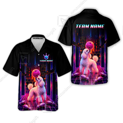 Custom Bowling Jersey Polo Shirt, Cyber Bowling Dog, Custom Bowling Jersey Team Shirt For Players With Name & Team Name