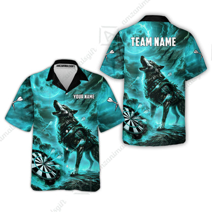 Custom Darts Team Jersey, Personalized Flaming Wolf Jersey Shirt For Players With Name & Team Name