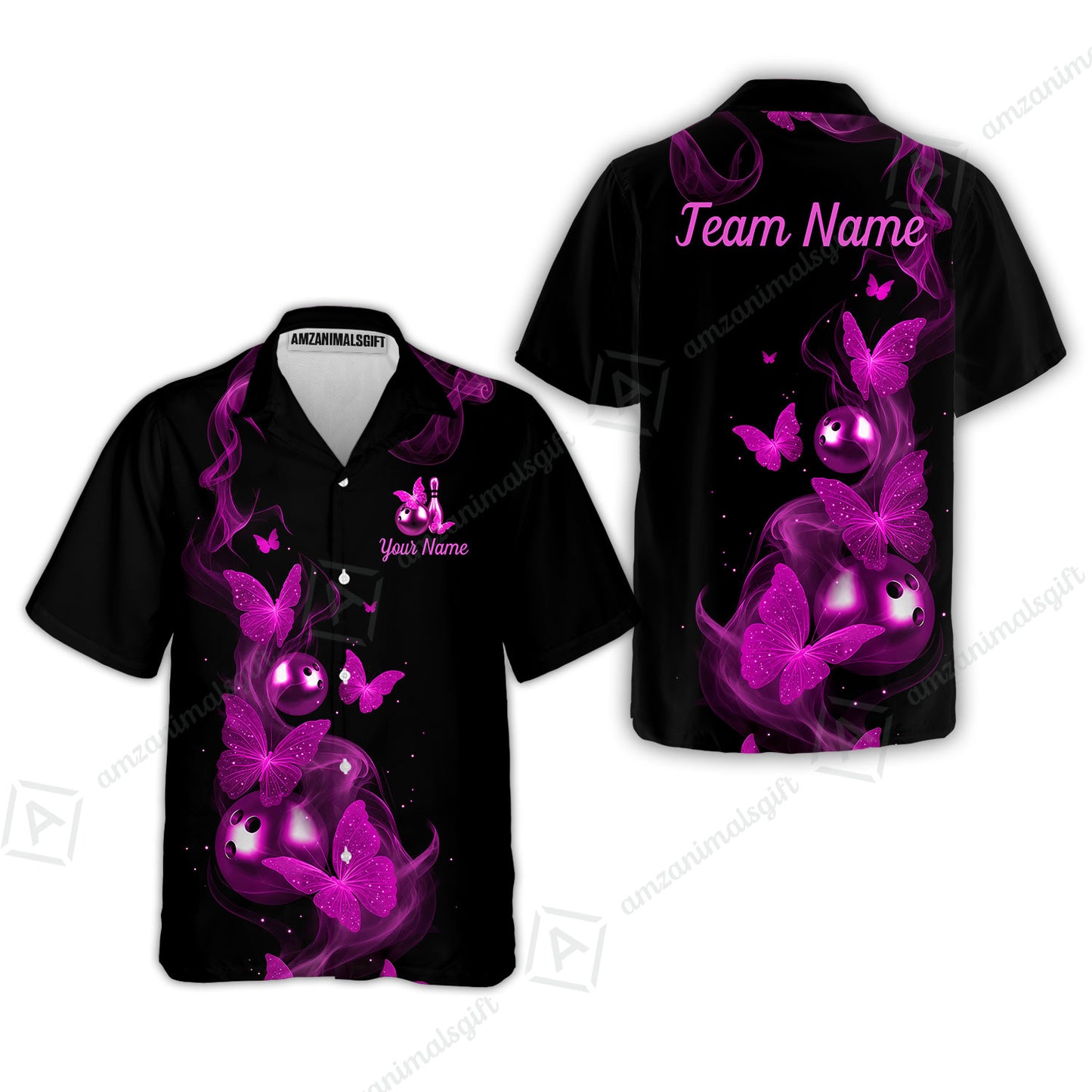 Custom Bowling Jersey Polo Shirt, Butterfly Bowling Smoke, Custom Bowling Jersey Team Shirt For Players With Name & Team Name