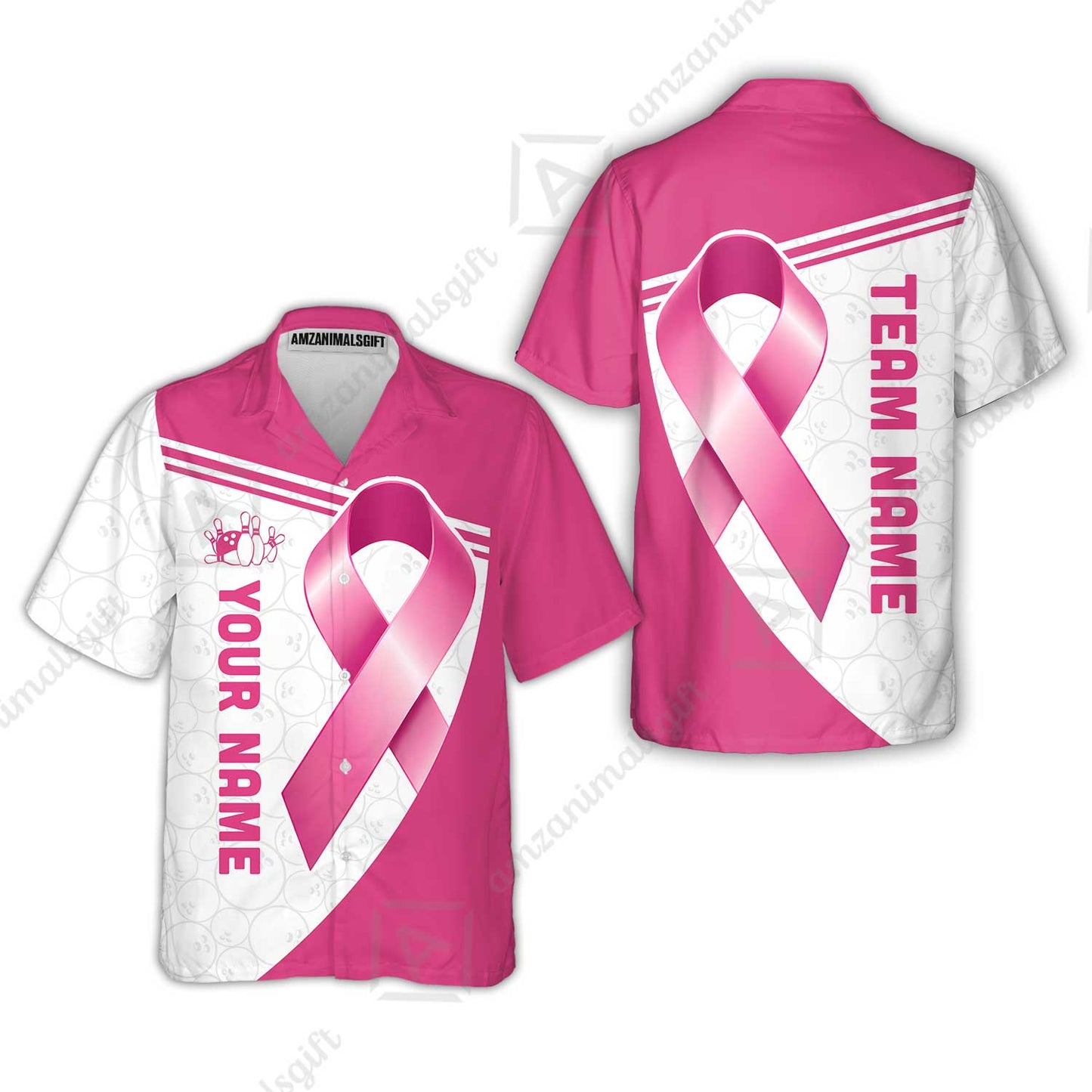 Custom Bowling Jersey Polo Shirt, Bowling Awareness Ribbon, Personalized Name And Team Name