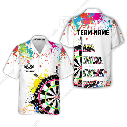 Custom Funny Dartboards Colorful Paint Quarter Zip Polo Team Shirts, Custom Aim Shoot Swear Repeat Darts Team Jerseys Uniform - White