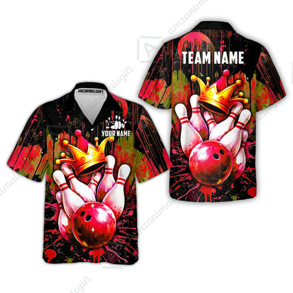 Custom Bowling Jersey Polo Shirt, Neon King Crown, Custom Bowling Jersey Team Shirt For Players With Name and Team Name