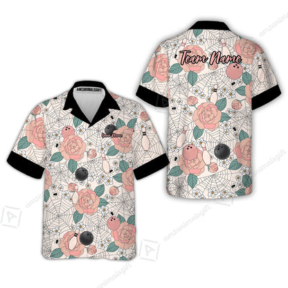 Custom Bowling Jersey Polo Shirt, Spider Flower Pattern Bowling, Personalized Name And Team Name