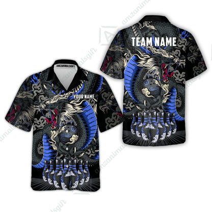 Custom Bowling Jersey Polo Shirt, Oriental Jade Dragon & Classic Clouds, Custom Bowling Jersey Team Shirt For Players With Name & Team Name