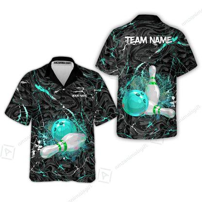 Customized Bowling Unisex Polo Shirt, Swirling Marbled Pattern Vibrant Veins, Bowling Uniforms, Personalized Name And Team Name