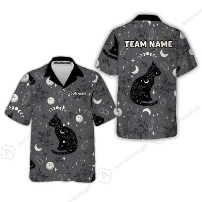Custom Bowling Jersey Polo Shirt, Black Cat Moon Bowling Grass, Personalized Name And Team Name