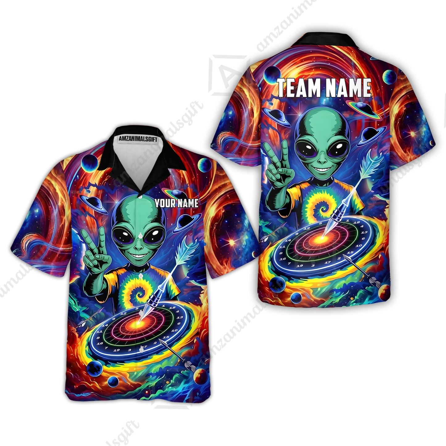 Custom Darts Team Jersey, Personalized Alien Vortex Strike Dart Polo Shirt For Players With Name & Team Name