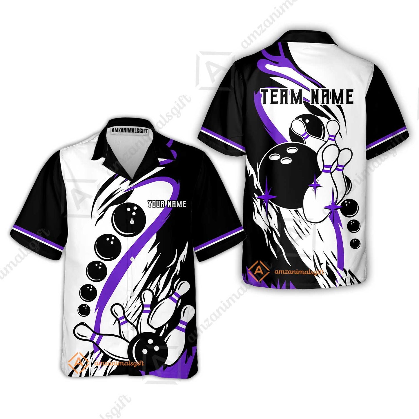 Custom Purple Turquoise Retro Bowling League Jersey, Custom Bowling Team Jerseys Polo Shirts, Custom Bowling Uniforms Jerseys