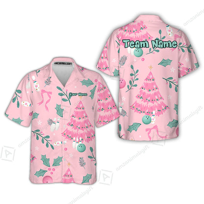 Custom Bowling Jersey Polo Shirt, Christmas Seamless Pattern Custom, Personalized Name And Team Name