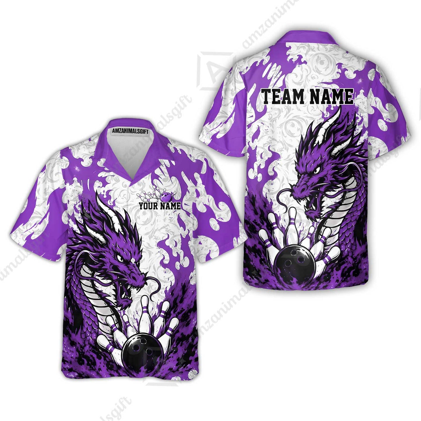 Custom Bowling Jersey Polo Shirt, Fierce Crimson Fire Dragon Strike, Custom Bowling Jersey Team Shirt For Players With Name and Team Name