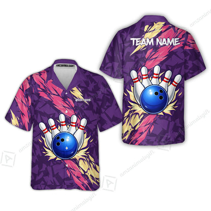 Custom Bowling Team Unisex Polo Shirt, Ion Max Bowling Ball Purple Fire Strike Design for Bowlers