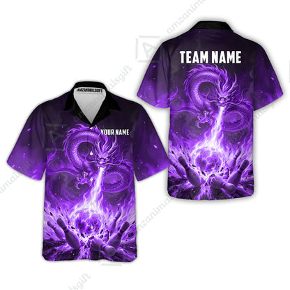 Custom Bowling Jersey Polo Shirt, Asian Dragon's Fire Strike, Custom Bowling Jersey Team Shirt For Players With Name & Team Name