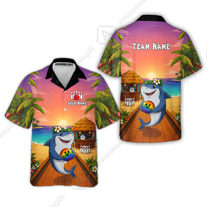 Custom Bowling Jersey Polo Shirt, Shark Strike, Custom Bowling Jersey Team Shirt For Players With Name and Team Name