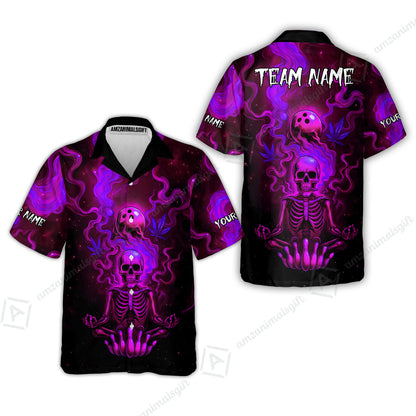 Custom Bowling Team Unisex Polo Shirt, Neon Skull CNB Bowling Custom Shirt Featuring Personalized Name and Team Name