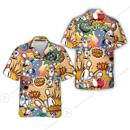 Custom Bowling Jersey Polo Shirt, Pop Art Bowling Blast Custom Bowling Jersey Team Shirt For Players With Name & Team Name