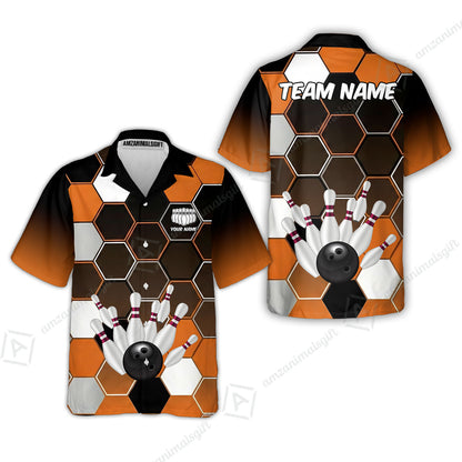 Customized Bowling Unisex Polo Shirt, Hexagon Pattern Bowling, Bowling Uniform - Personalized Name Team Name For Bowlers
