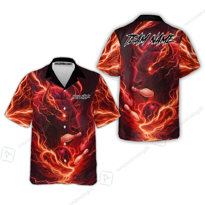 Custom Bowling Jersey Polo Shirt, Charging Bull Bowling Custom Bowling Jersey Team Shirt For Players With Name & Team Name