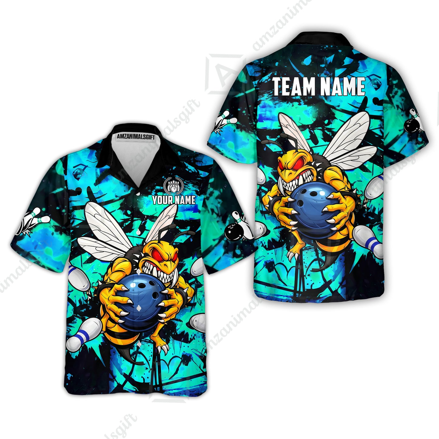 Custom Bowling Jersey Polo Shirt, The Wild Wasp Strike, Custom Bowling Jersey Team Shirt For Players With Name & Team Name